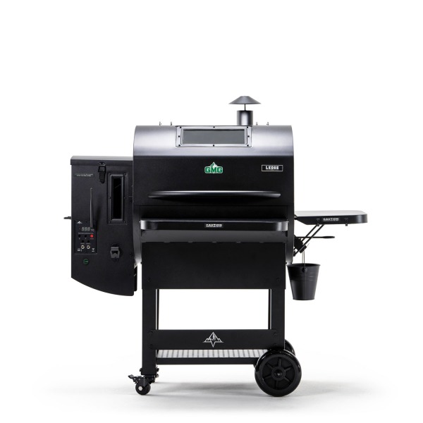 Ledge PRIME 2.0 WiFi smart-controlled grill by Green Mountain Grills, featuring a sleek black design, digital controls, and side shelf for outdoor cooking.