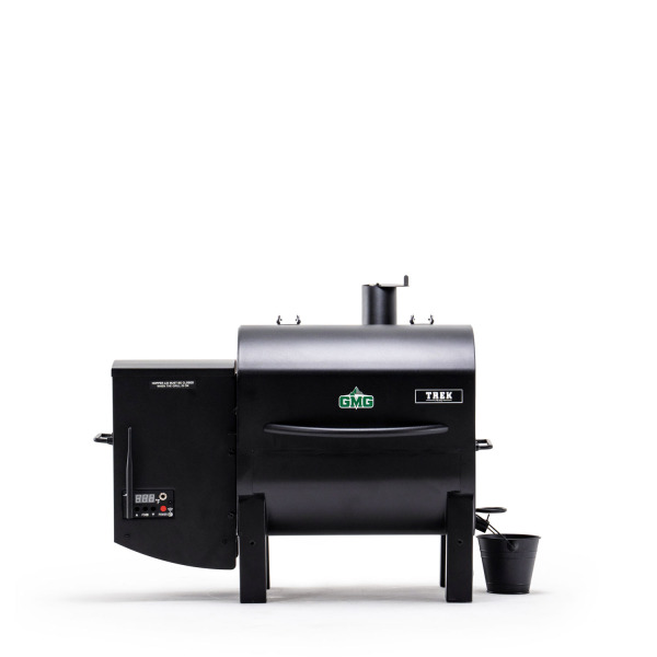 TREK PRIME 2.0 WiFi smart-controlled grill in black with digital display and side access door, designed for outdoor cooking and grilling enthusiasts.
